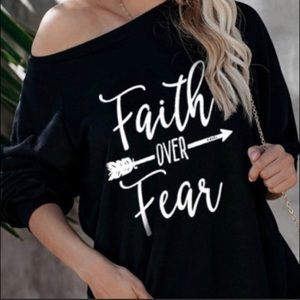 Faith Over Fear Black Pullover Size Small